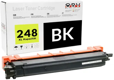 A toner cartridge and its packaging are shown against a white background.