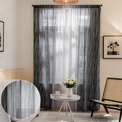 Immagine prodotto di set di 2 tende semitrasparenti a rullo, tulle colore sfumato motivo onda soggiorno camera da letto ristorante, L132xH241cm