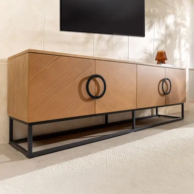 Produktbild von riess-ambiente Design Lowboard GRANDEZZA 180cm Eiche Metall schwarz Metall TV-Board Kommode Anrichte TV-Schrank