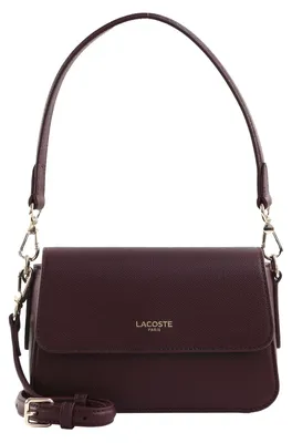 Produktbild von LACOSTE Leder Umhängetasche Schultertasche Champs-Élysées Flap Crossover Bag Oxalis dunkelviolett