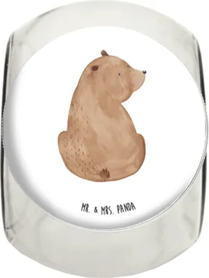 Produktbild von Mr. & Mrs. Panda Kaffeedose Bär Schulterblick XL 2000ml - Weiß - Geschenk, Bären, Motivation, Süßigkeitenglas, Bärenliebe, glasbehälter, Bonboniere, Vorratsdose, Weisheit