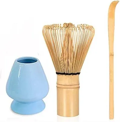 Produktbild von Famanu Matcha Set Klopper - 3-teiliges Set mit Bambusbesen, Messlöffel und Halter