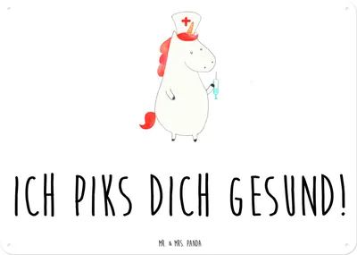 Produktbild von Mr. & Mrs. Panda tafel Einhorn Krankenschwester DIN A3 - Weiß - Geschenk, wandtafel, Wandbild, Ärztin, Schild, Unicorn, Türschild, Krankenpflegerin, Krankenpfleger