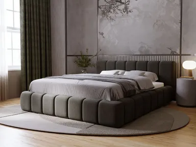 Produktbild von GrainGold Polsterbett Orio 140x200 cm - Bett 140x200, Polsterbett mit Bettkasten mit Lattenrost - Dunkelgrau (Royal 37)