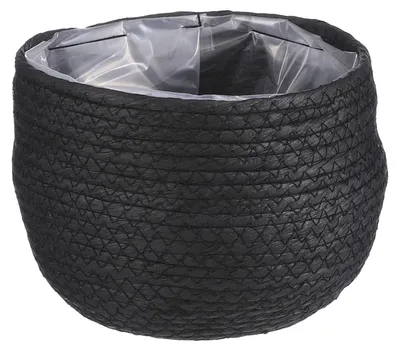 Produktbild von Mica Decorations Blumentopf - Rattan - schwarz - Jute - 18x15cm