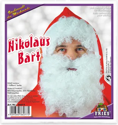 Produktbild von Nikolausbart Vollbart Bart weiß mit Gummizug Karneval Santa Claus Weihnachten