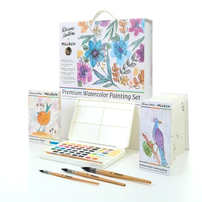 Productafbeelding van Solidchoice - 48 Kleur Waterverf Set met Professionele Penselen en Papier