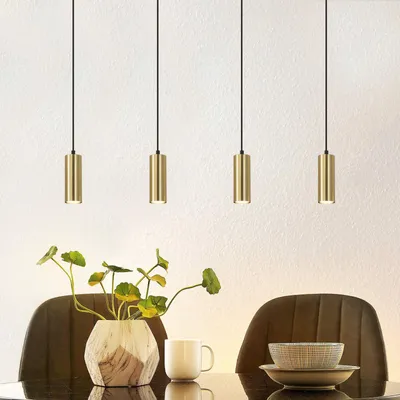Image de ZMH Suspension de table à manger 4 feux noir or Moderne industrielle Lampe à suspendre Gu10 métal Lampe de table à manger pour salon café chambre à coucher