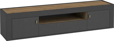 Produktbild von MIRJAN24 TV-Lowboard Mossa 2D1S MO08, Wohnzimmer TV-Schrank, Füße 12 cm, Kugelgleitschienen (Farbe: Schwarz / Schwarz + Eiche Whisky)