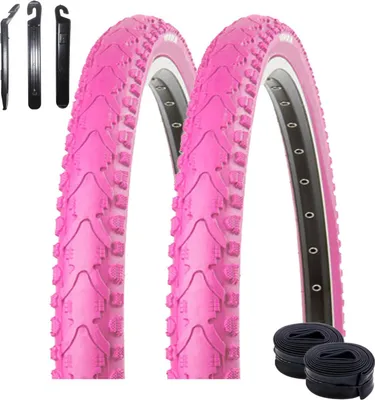 Immagine prodotto di 2 x Kenda K-935 Pneumatici per bicicletta Copertoncino Rosa 40-622 (28 x 1,5) + 2 x Camere d'aria AV incl. leva per pneumatici