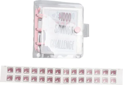 Produktbild von 1000 Spar-Challenge,Ordner,Mehrzweck,PVC,Wiederverwendbar,Mini-Budget-Ordner,Sticker,Geldverwaltung,Rosa