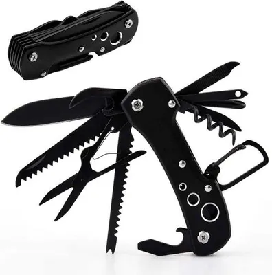 Immagine prodotto di Multitool compatto 15 in 1 in acciaio inossidabile nero