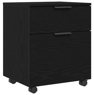 Image de Armoire d'archives sur roulettes, imitation chêne noir, dimensions : 45 x 38 x 54 cm