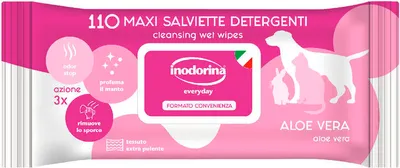 Produktbild von Feuchttücher für Haustiere Inodorina Aloe Vera 110 Stück