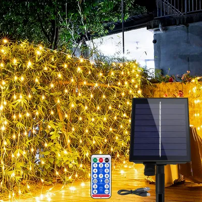 Zdjęcie produktu dla UISEBRT 3 x 2 m solarny LED zestaw, ciepła biel, 8 trybów, IP44, pilot, timer, pamięć, dekoracja na Boże Narodzenie i wesele