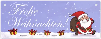 Produktbild von Frohe Weihnachten Metallschild mit lustigem Cartoon Weihnachtsmann