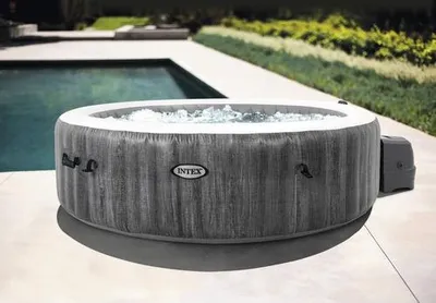 Produktbild von Intex PureSpa Greywood Deluxe, 795 l, 4 Person(en), Rund, Blasenmassage, Grau, 40 °C