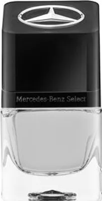 A product shot of a Mercedes-Benz Select Eau de Toilette bottle.
