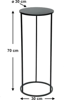 Zdjęcie produktu dla Okrągły stołek na kwiaty wykonany z czarnego metalu - nowoczesny stojak na rośliny i stolik boczny 50-70 cm