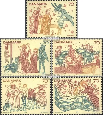 Produktbild von Briefmarken Dänemark 1973 Mi 550-554 (kompl.Ausg.) postfrisch Kalkmalereien