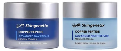 Productafbeelding van Skingenetix Copper Peptide Dag & Nacht Duo Set 2% GHK-Cu - Dagcrème en Nachtcrème - 2 x 50 ml