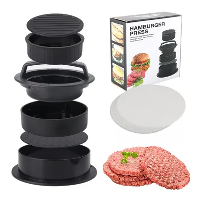 Produktbild von Hamburger-Patty-Form,Antihaft-Patty-Former für Fleisch, Gemüse & Burger, inkl. 100 Wachspapierblätter, BPA-frei, spülmaschinengeeignet