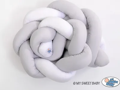 Produktbild von Flätat Schutzpolster für Babybett Weiß/Grau 180 cm Knotenkissen hochwertige Baumwolle