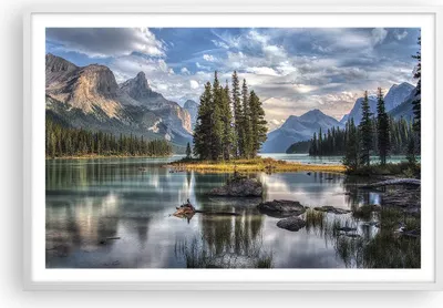 Produktbild von Gerahmtes Poster - Weißer Rahmen - See Landschaft Natur - 91,5x61 cm - Wand Bild - Wanddeko - Wandbilder - Kunstposter - Wandposter - Bilderrahmen - Bilder - Kunstdruck - Wandbild - P2WAA91x61-4133