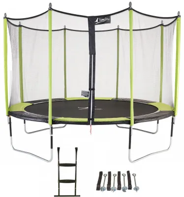 Produktbild von KANGUI - Trampolin Ø 360cm + Leiter + Verankerungsset - JUMPI 360 – Schwarz/Grün