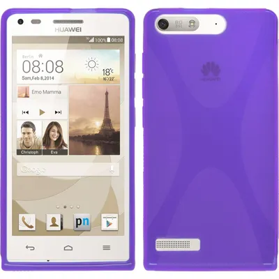 Produktbild von PhoneNatic Case kompatibel mit Huawei Ascend P7 Mini - lila Silikon Hülle X-Style + 2 Schutzfolien