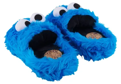 Produktbild von Sesamstraße Hausschuhe - Krümelmonster 3D Plüsch Slipper Pantoffeln Cookie Monster Blau 41-43