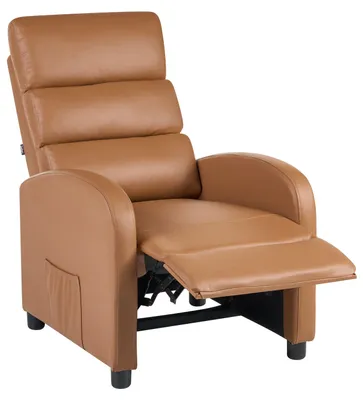 Produktbild von BELIANI Sessel Braun aus Kunstleder mit Fußstütze Manuell Verstellbare Rückenlehne Retro-Design Wohnzimmer Fernsehsessel Relaxsessel Polstersessel