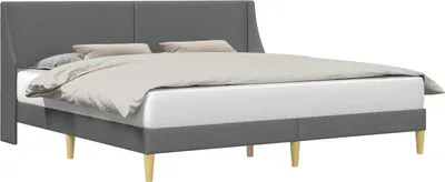 Image de vidaXL Cadre de lit avec tête de lit gris foncé 180 x 200 cm Tissu