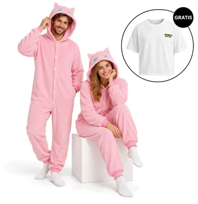 Obrázek produktu pro Onesie Kigurumi Pyžamo Pokemon Mew Převlek Kostým XXL: 185 - 195cm + Oversize tričko XL