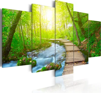Produktbild von Leinwandbilder 200x100 cm Vlies Leinwandbild 5 tlg Kunstdruck modern Wandbilder XXL Wanddekoration Design Wand Bild - Natur Landschaft c-A-0081-b-n