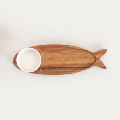 Zdjęcie produktu dla HOMLA Zestaw MOOKA do serwowania w kształce ryby z miseczką 34,5x11,5 cm