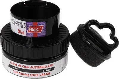 Produktbild von PALC Selbstglanz Wachs Schuhcreme schwarz 50ml – mit Schwammaufträger, für Glattleder – strahlender Glanz ohne Polieren