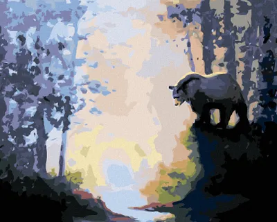 Produktbild von Zuty - Malen nach Zahlen - BÄR AM FLUSS IM WALD UND SONNENUNTERGANG (D. RUSTY RUST), 40x50 cm, ohne Keilrahmen