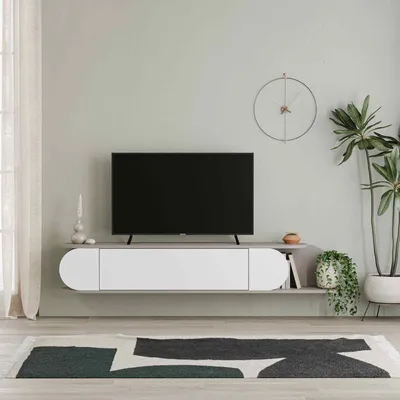 Obrázok produktu pre Moderný TV stolík MELGA svetlá mocca / biela
