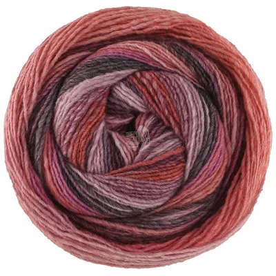 Produktbild von Lana Grossa GOMITOLO FUMO 200 g Dochtgarn mit regelmäßigem Farbverlauf in breiten Streifen 700 m Farbe 513 - Blassrosa/Rosa/Pink/Hell-Dunkelgrau/Terrakotta