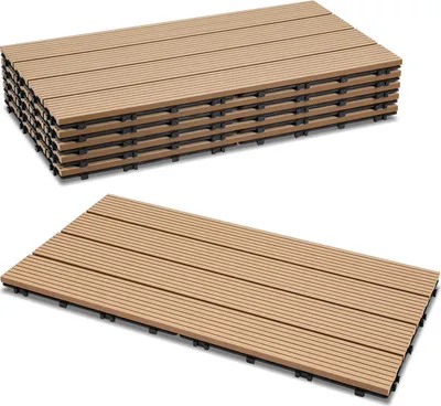 Obrázok produktu pre Clanmacy 12 ks. WPC dlaždice terasové dlaždice kliknite na dlaždice podlahové dlaždice vzhľad dreva 30x60cm teak