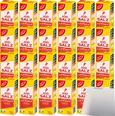 Produktbild von Gut & Günstig Jodsalz mit Fluorid besonders rein 24er Pack (24x500g Packung) + usy Block