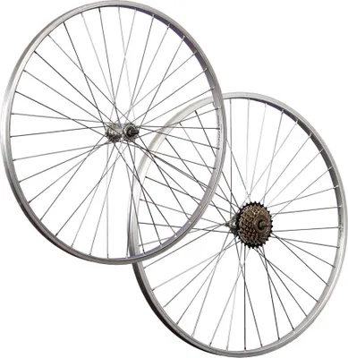 Produktbild von Laufradsatz 28 Zoll Aluminiumfelge rostfreie Speichen Vollachse Shimano Schraubkranz 7 fach