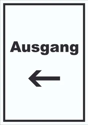 Produktbild von Ausgang Schild mit Text und Richtungspfeil links Exit Schluss hochkant A6 (105x148mm)