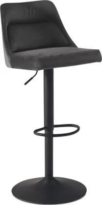 Produktbild von Barhocker Samt Grau Hocker mit Lehne 86 - 106 cm, Küchenhocker Höhenverstellbar Modern 100 kg, Design Barstuhl Tresenhocker mit Metall-Trompetenfuß, Bistrohocker Gepolstert