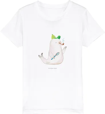 Produktbild von Mr. & Mrs. Panda Kleinkinder T-Shirt Robbe Sherlock 9-11 Jahre (134/146) - Weiß - Geschenk, Teenager, Kindershirt, Kinder Mädchen, Lustige Sprüche, Baumwolle