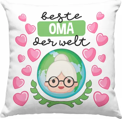 Produktbild von Trendation - Für Die Beste Oma Der Welt Deko-Kissen mit Füllung 40x40 Geschenk Geschenkidee Von Enkel Enkelin (Blau)