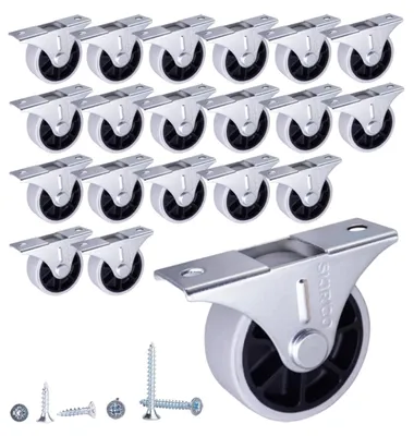 Zdjęcie produktu dla Kółka meblowe 40 mm, 20 sztuk, guma, kółka stałe, obciążenie 45 kg, do mebli