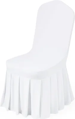 Produktbild von VEVOR Stuhlhussen Stuhlbezug mit flacher Vorderseite 30 Stk. waschbarer Stuhlüberzug aus Polyester-Elasthan für Hochzeitsfeiern Esszimmerbankette, passend für Stühle (51 x 45 x 95 cm) Weiß