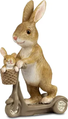 Produktbild von Dekofigur Hase auf Roller Fahrrad H. 13cm creme braun aus Kunststein Formano F26